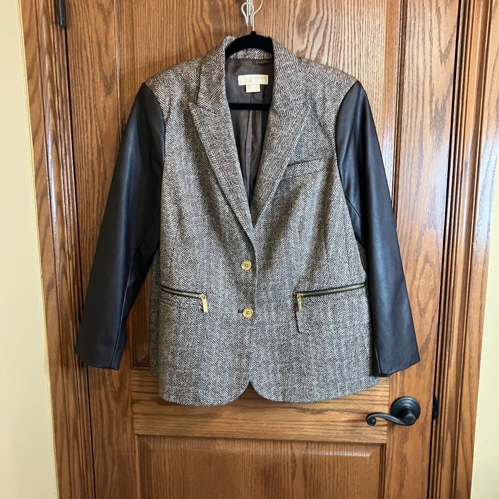 Michael Kors Brown Chevron Blazer Size 16W